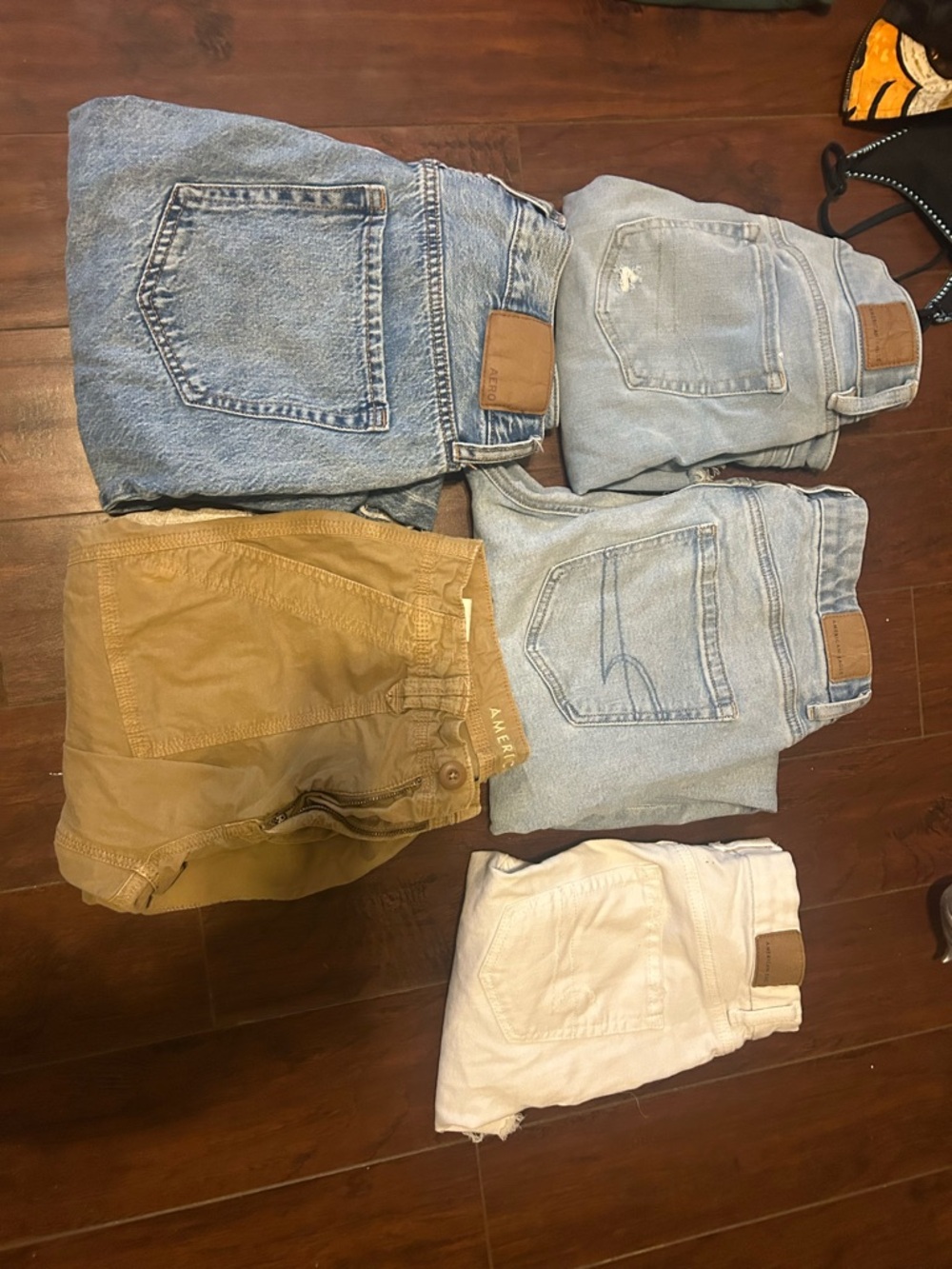Denim jeans and shorts lot - Light Blue, Dark Blue, Tan, White shorts and